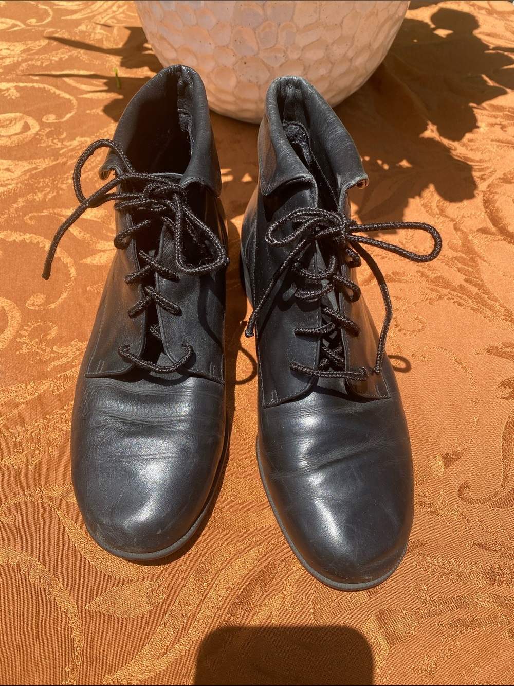 St. John's Bay Black Leather Lace-Up Ankle Boots